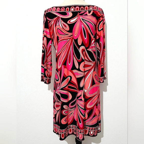 Sandra Darren Dresses & Skirts - Sandra Darren Woman's Pink & Black Paisley Boutique Boatneck Dress Size 12
